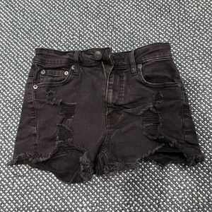 AEROPOSTALE Black wash High-Rise Denim Shorty Shorts